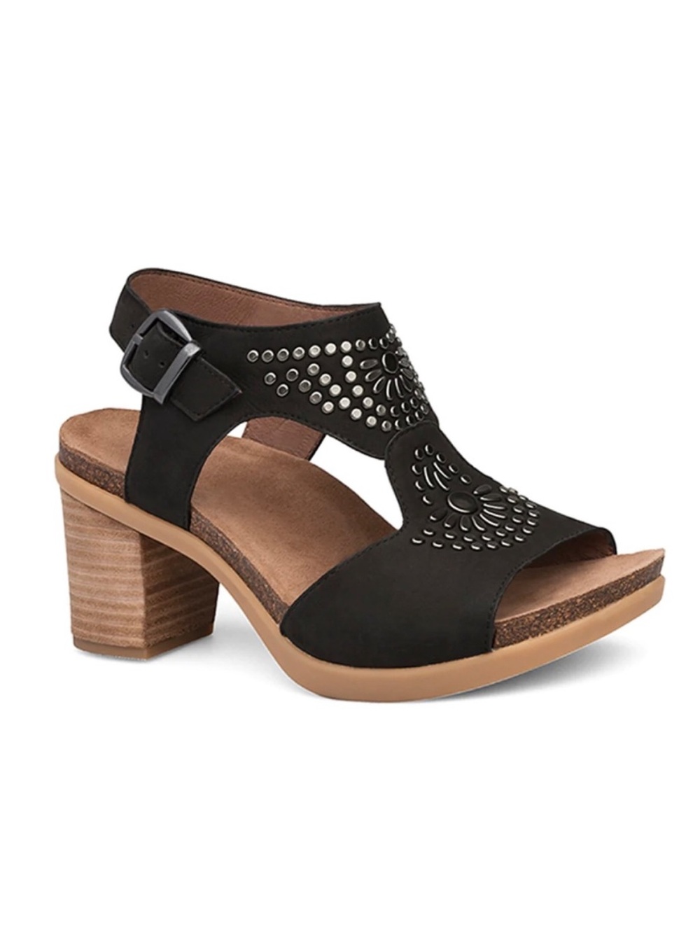 Dansko Deandra Studded Sandal Black Suede Silver Studs Size 41 US 10.5/11